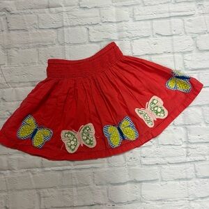 Coral Skirt with Butterfly Appliques